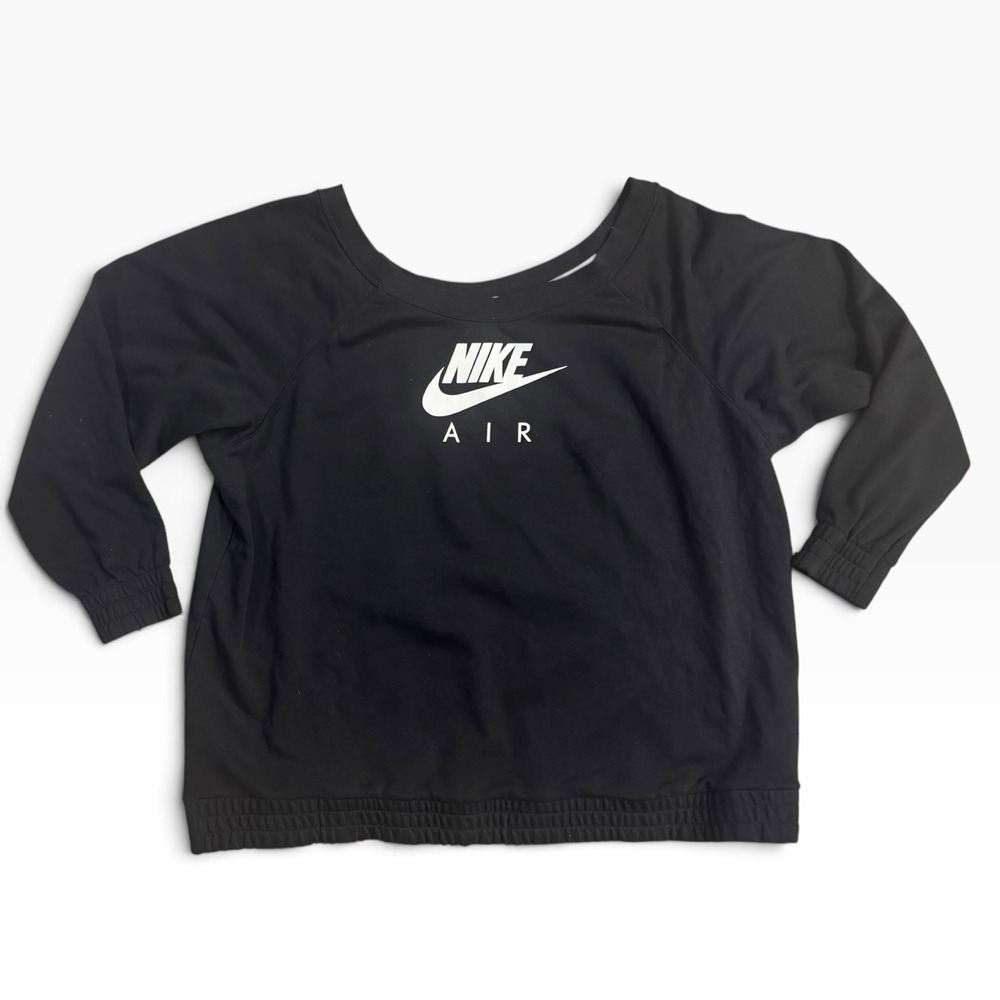 Nike Air Womens Plus Size 3X Black Scoop Neck Raglan Sleeve Pullover Sweatshirt